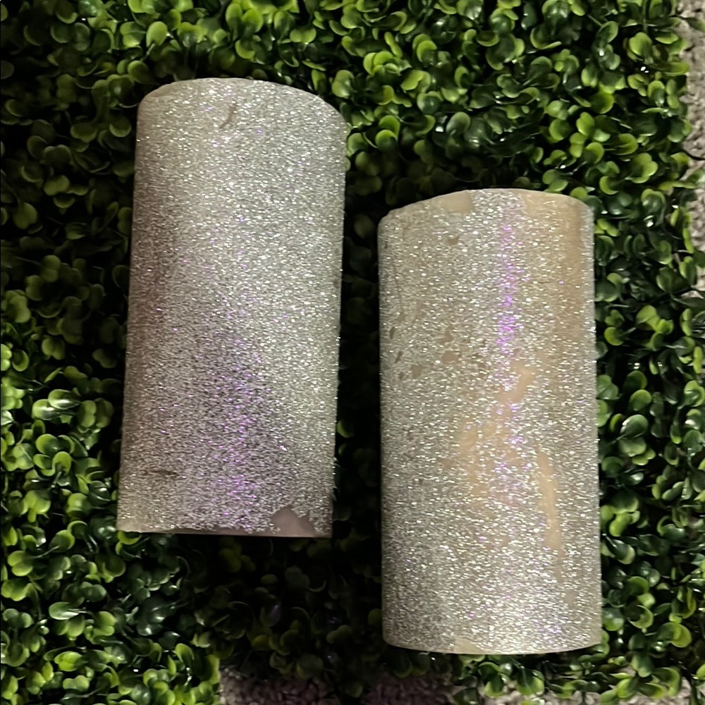 Silver Glitter Candle Set